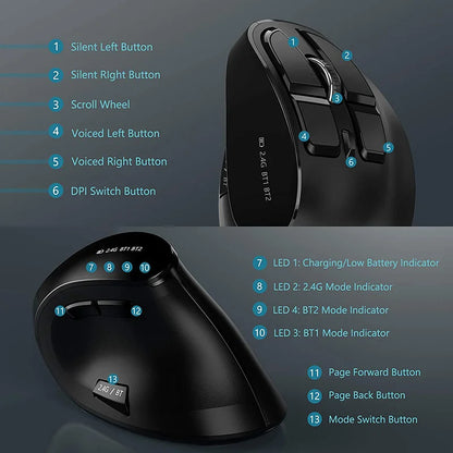Rechargeable Vertical Wireless Mouse