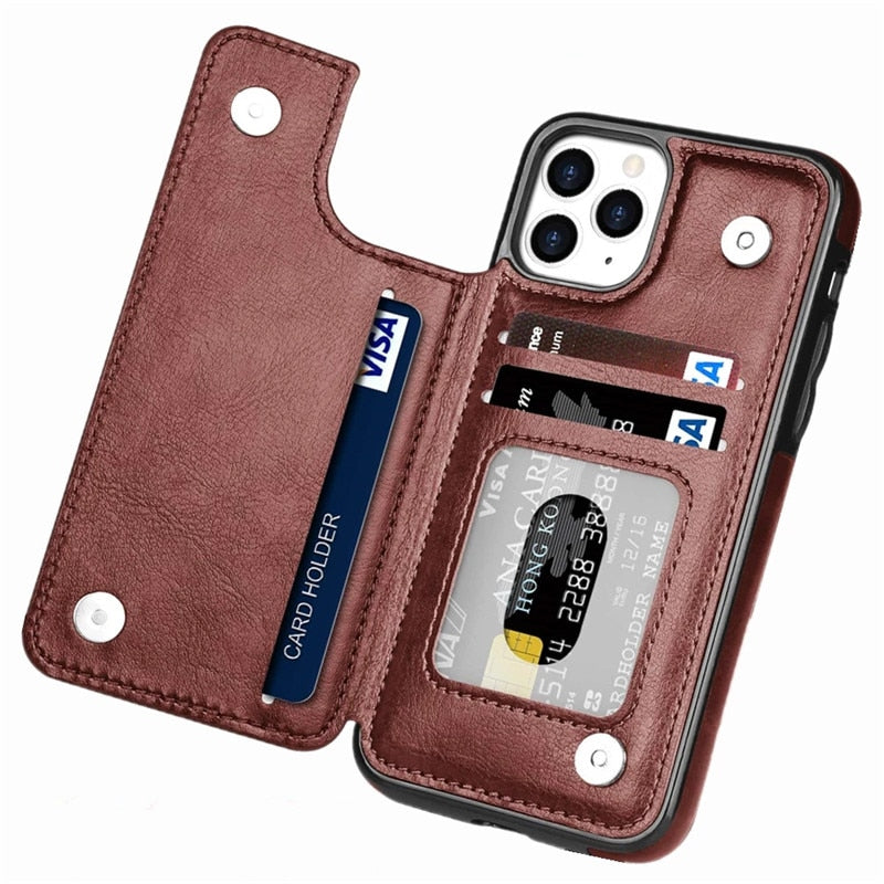 Retro PU Flip Leather Cover For iPhone - ShieldSleek