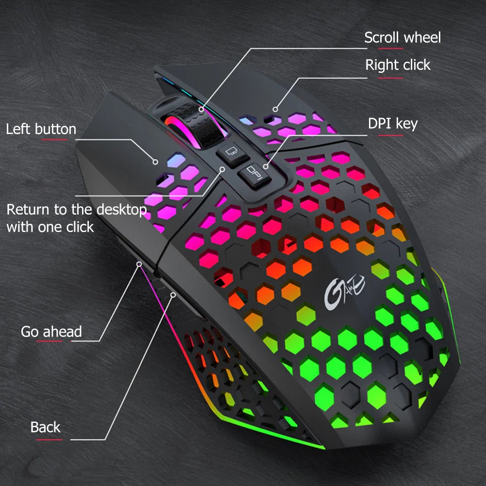 Gaming Wireless Mouse Rechargeable 2.4G