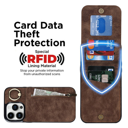 Zipper Cards Holder Leather Wallet Phone Case For iPhone - ShieldSleek