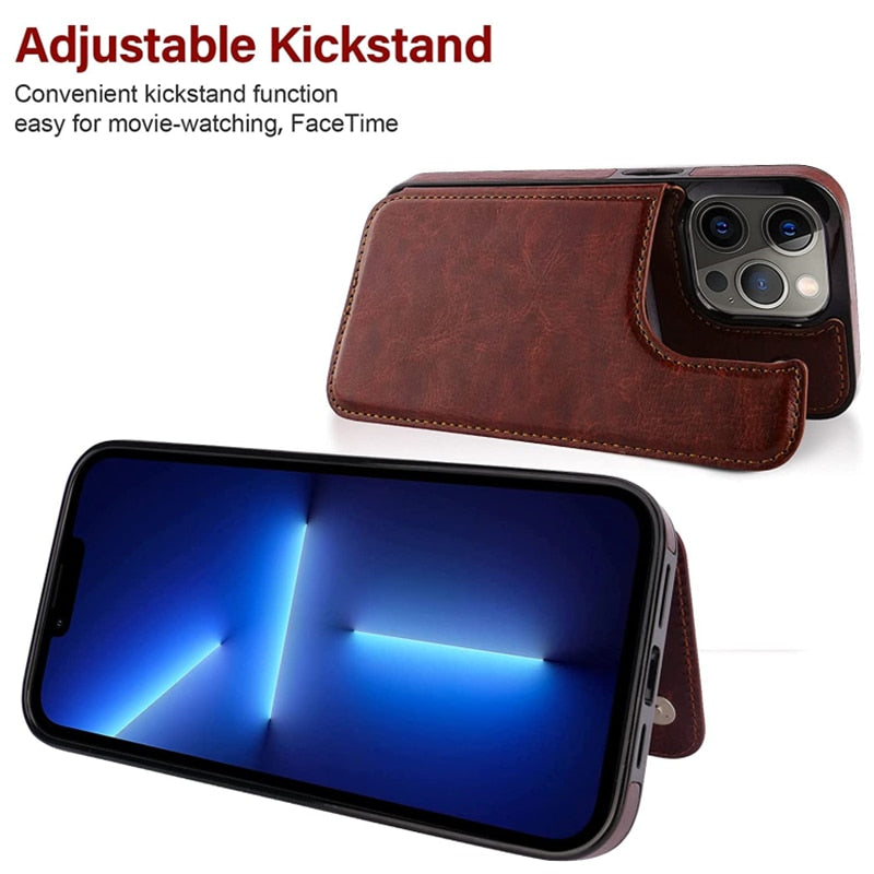 Retro PU Flip Leather Cover For iPhone - ShieldSleek