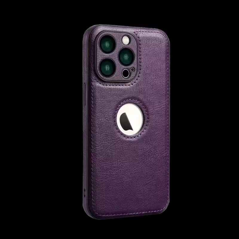 Luxury High-end Leather Case for iPhone Camera Lens Protection Mobile Phone Cover - ShieldSleek