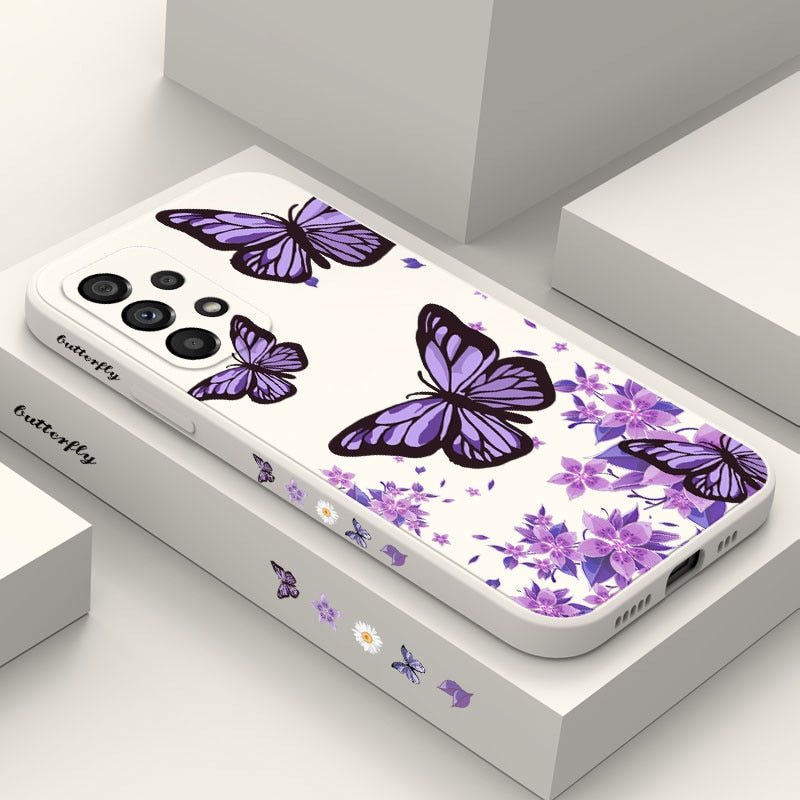 Flower Butterfly Love Phone Case For Samsung Liquid Silicone Cover - ShieldSleek