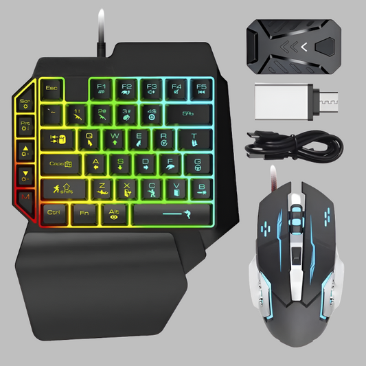 Combo RGB Backlit One Hand Keyboard Mice