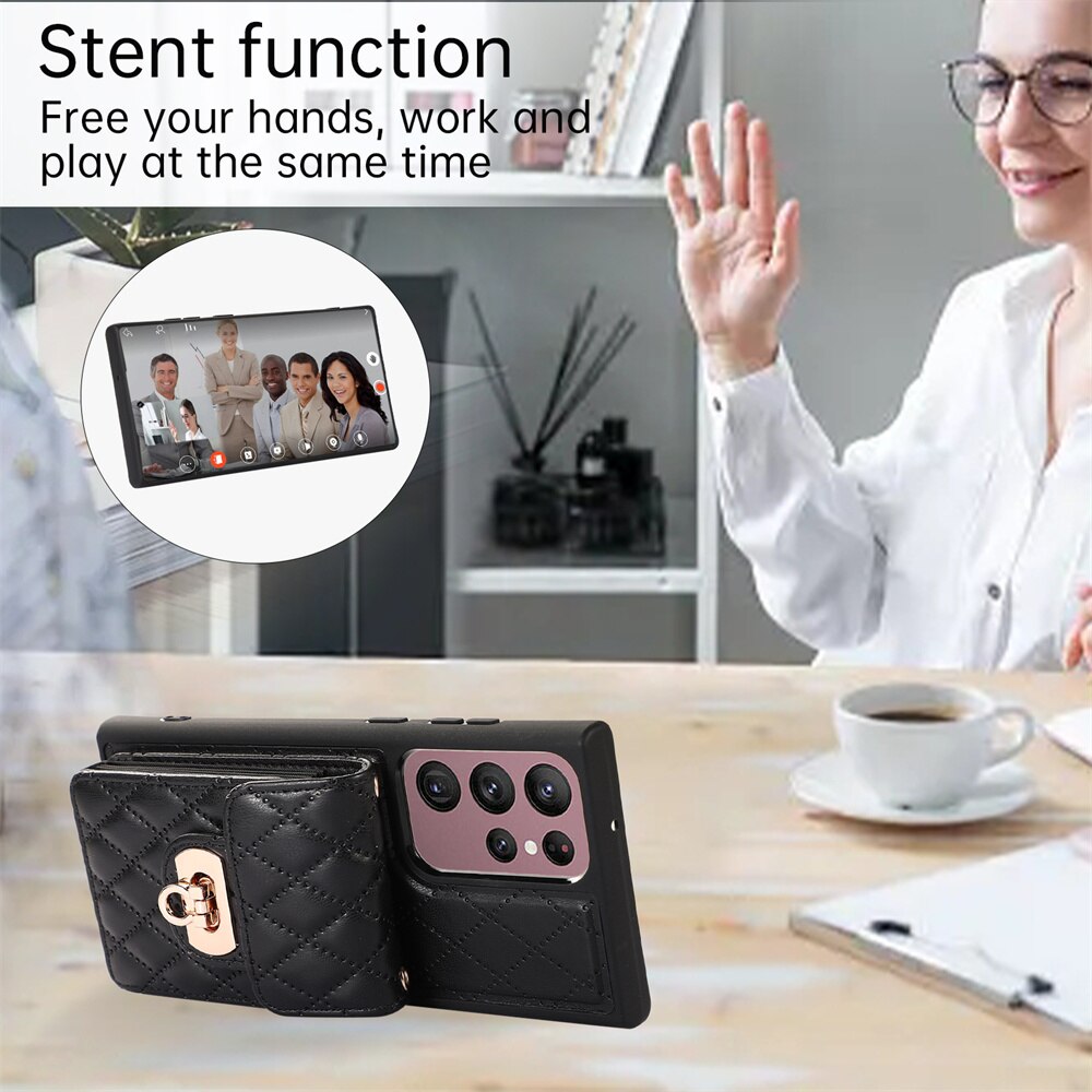 Luxury Leather For Samsung Galaxy Crossbody Wallet Phone Case - ShieldSleek