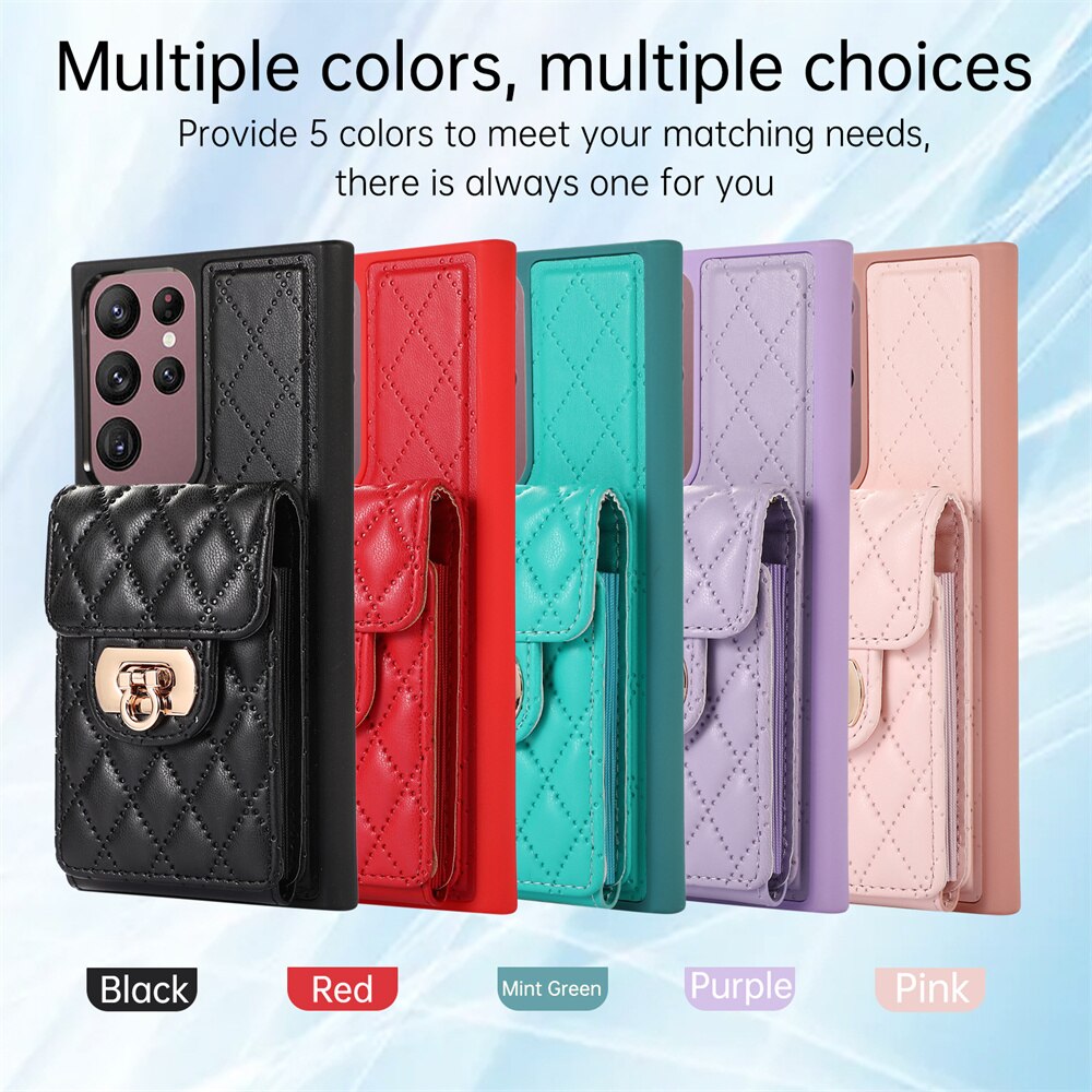 Luxury Leather For Samsung Galaxy Crossbody Wallet Phone Case - ShieldSleek
