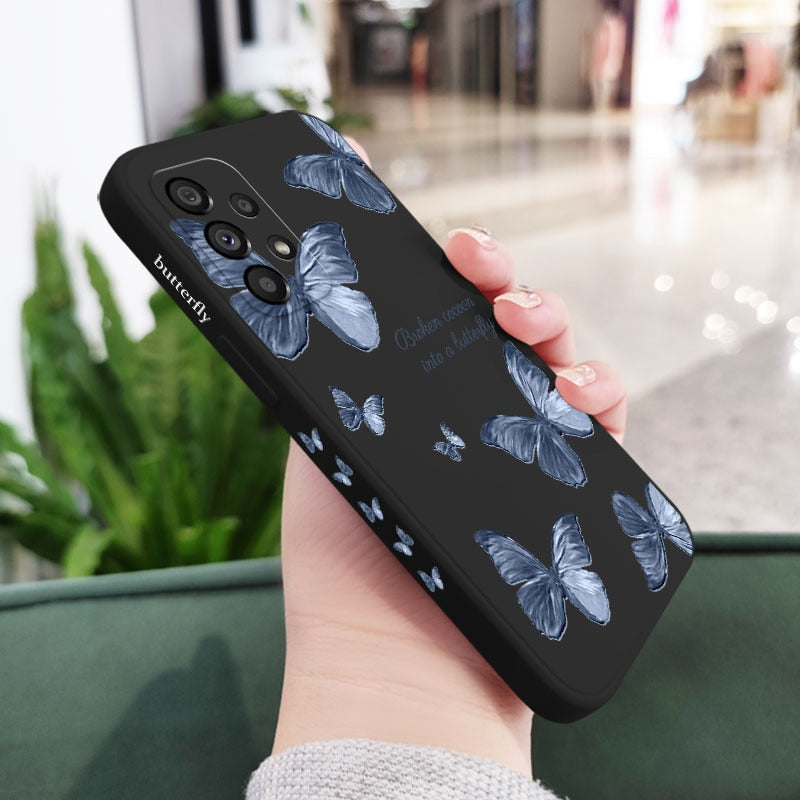 Flower Butterfly Love Phone Case For Samsung Liquid Silicone Cover - ShieldSleek
