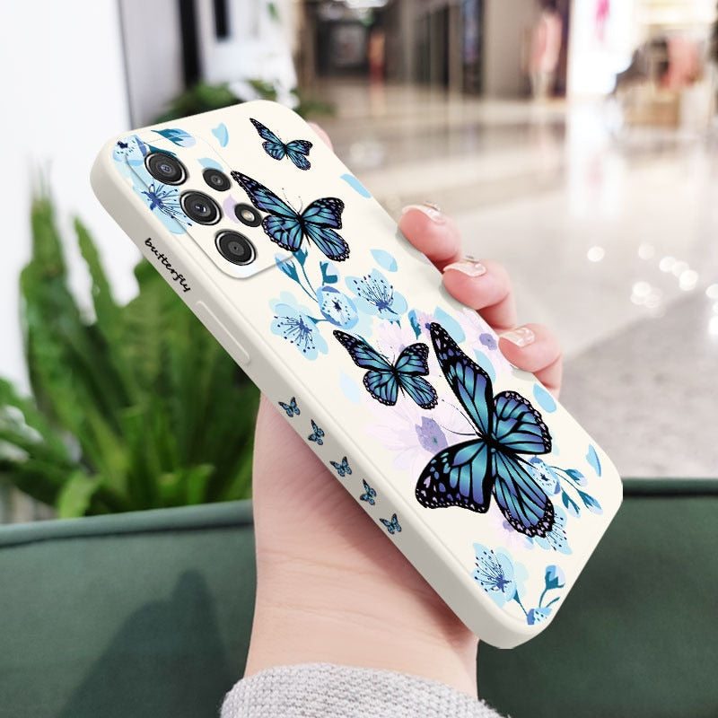 Flower Butterfly Love Phone Case For Samsung Liquid Silicone Cover - ShieldSleek