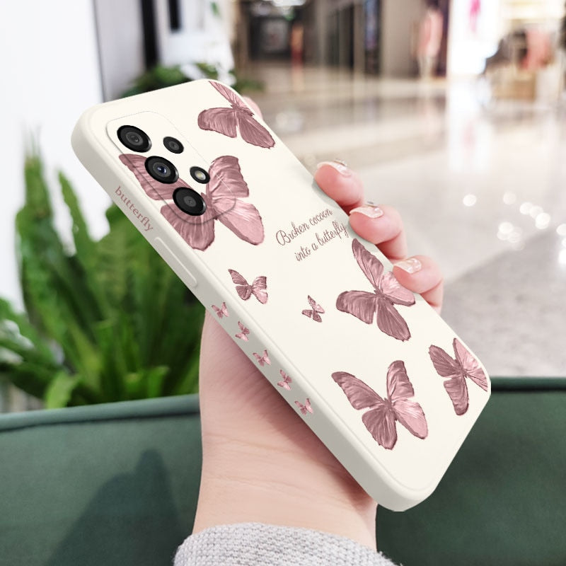 Flower Butterfly Love Phone Case For Samsung Liquid Silicone Cover - ShieldSleek