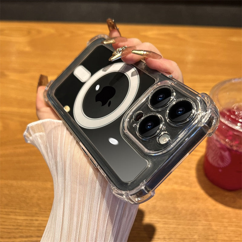 Luxury Wireless Charge Transparent Phone Case For iPhone - ShieldSleek