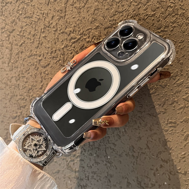 Luxury Wireless Charge Transparent Phone Case For iPhone - ShieldSleek