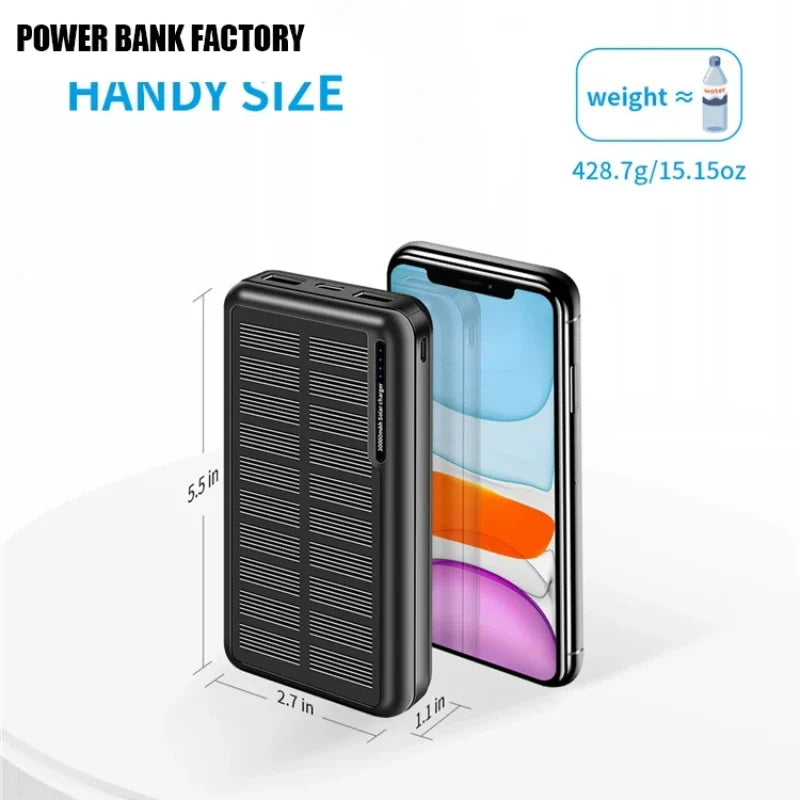 30000mAh Ultra-large Capacity Solar Powered
