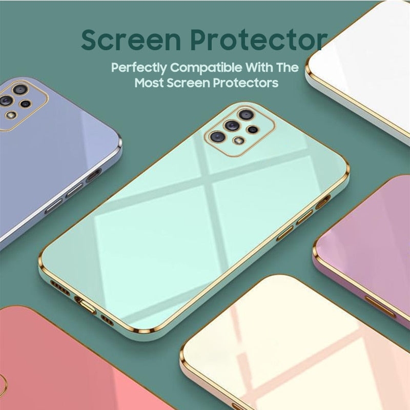 Electroplated Plating Square Frame Phone Case for Samsung Galaxy Soft Case Cover - ShieldSleek