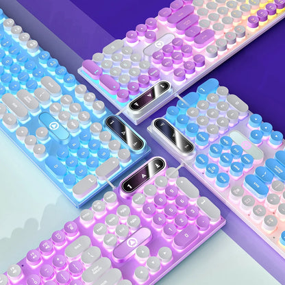 Punk Color Blocking Gaming Keyboard