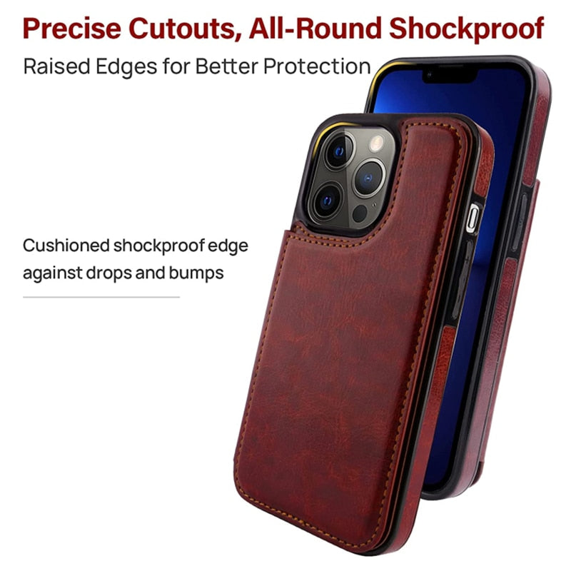 Retro PU Flip Leather Cover For iPhone - ShieldSleek