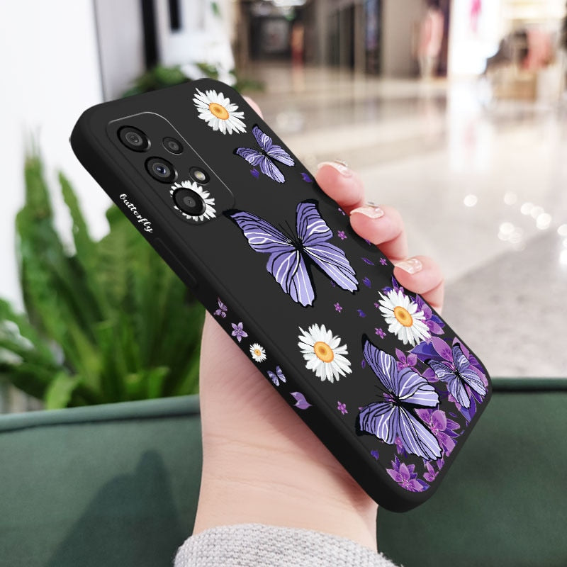 Flower Butterfly Love Phone Case For Samsung Liquid Silicone Cover - ShieldSleek